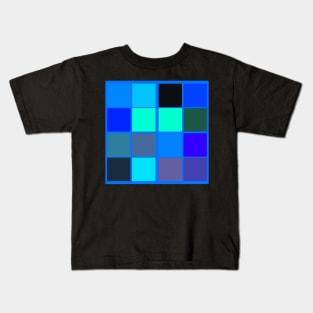 blue square abstract geometrical pattern Kids T-Shirt